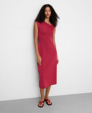 Vestido punto escote asim&eacute;trico