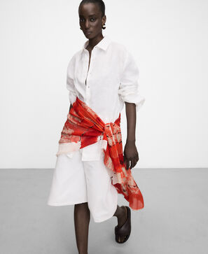 Linen and modal letter-print scarf