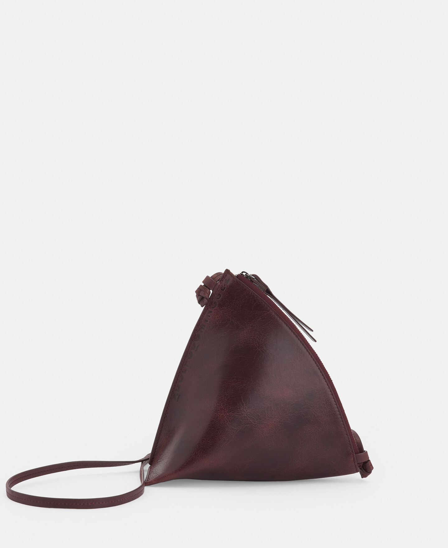 Triangular leather clutch