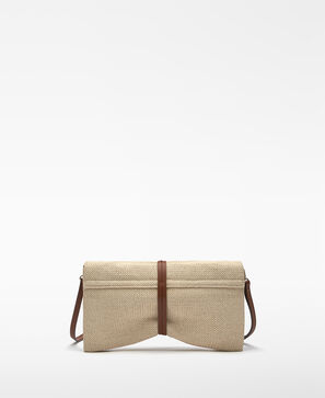 Raffia-textured handbag woman