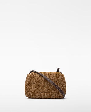 Mala a tiracolo mini com textura de ráfia para mulher