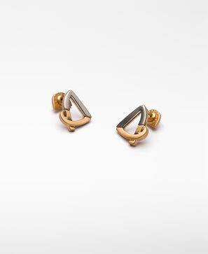 Two-tone metallic earrings woman
