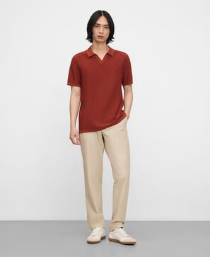 Cotton poplin straight trousers