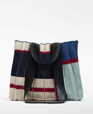 Printed pleated maxi shopper bag woman