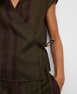 Ramie striped wrap top