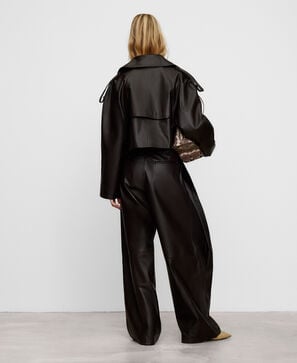 Leather short biker jacket