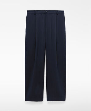 Cotton pleated barrel fit trousers