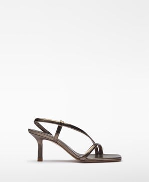 Adolfo Dominguez, Metallic leather heeled sandal woman