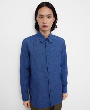 Chemise coupe classique col italien en lin