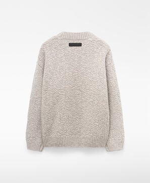 Camisola de malha r&uacute;stica em l&atilde; merino