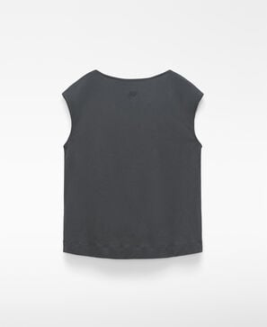 Cotton draped collar straight-cut shirt