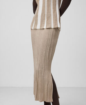 Linen blend structured knit skirt woman