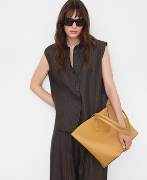 European linen striped straight shirt