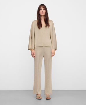 Jersey cuello pico punto metalizado