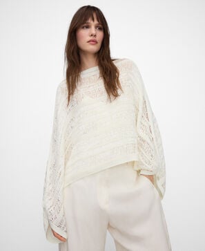 Openwork knit cape sweater