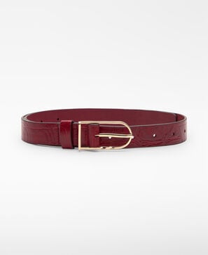 Leather buckle closure belt woman