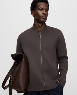Cotton knit bomber jacket