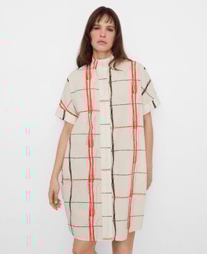 Vestido cuadros irregulares seersucker