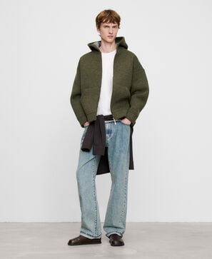 Hooded knit sweatshirt
