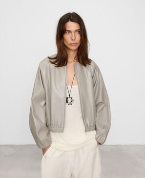 Leather-Non-Leather bomber jacket
