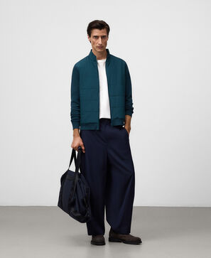 Nylon and knit cardigan