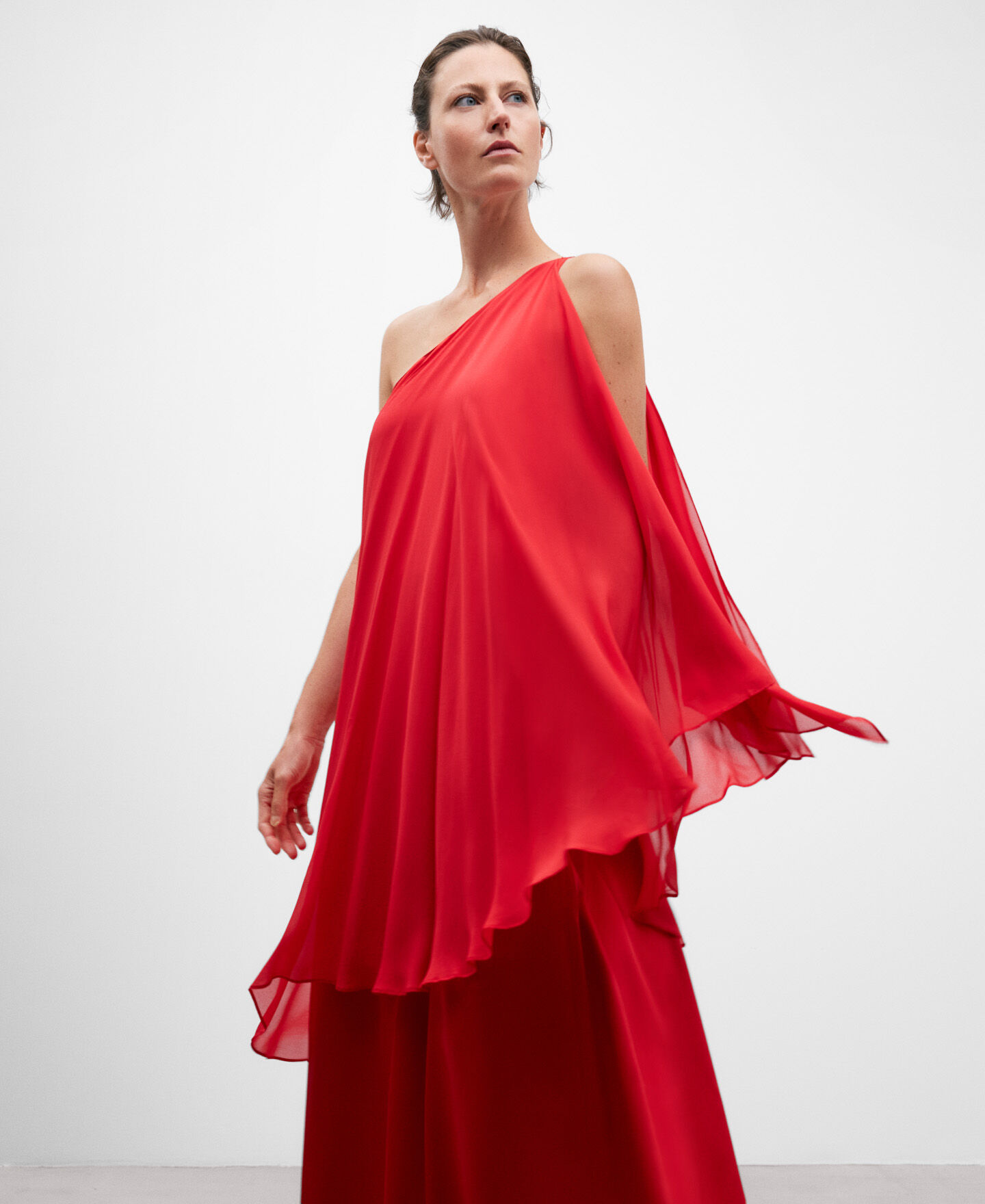 Vestido largo asim trico en viscosa AD USA