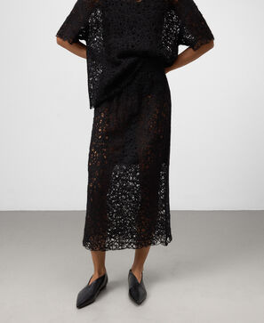 Falda recta bordada punto mujer