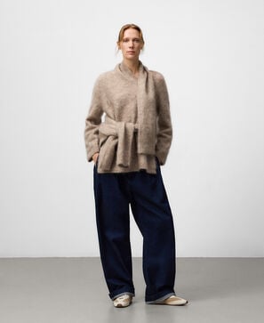 Jersey cuello bufanda cardado mujer