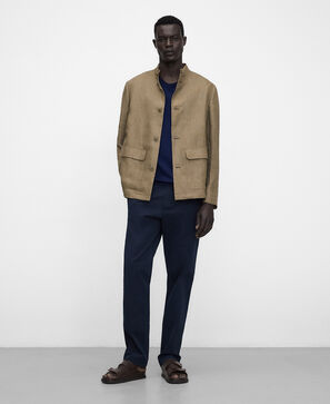 Cotton poplin straight trousers