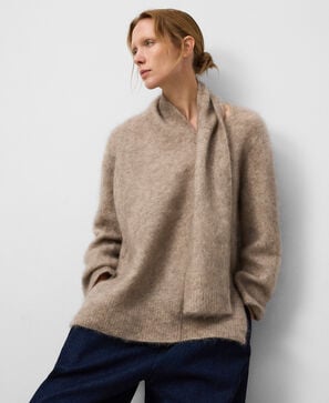 Jersey cuello bufanda cardado mujer