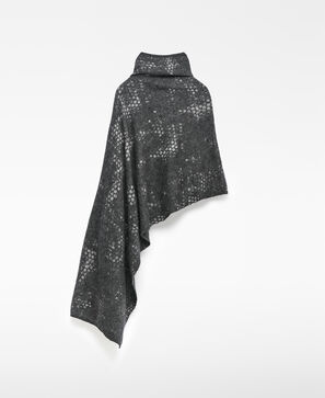Cape asymétrique en maille jacquard pour femme