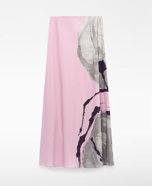 Printed satin skirt