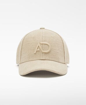 Linen and cotton embroidered logo cap