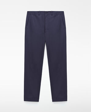 Cotton poplin straight trousers