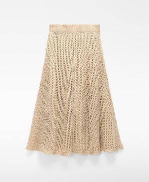 Cupro openwork knit A-line skirt