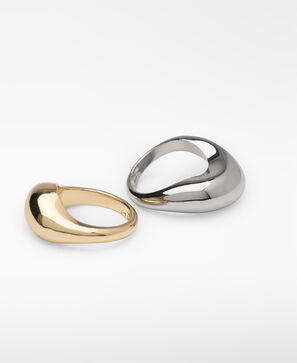 Organic two-tone double finger ring