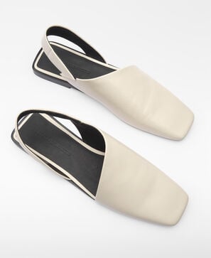 Leather asymmetric mules