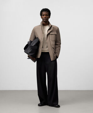 Band collar padded jacket man