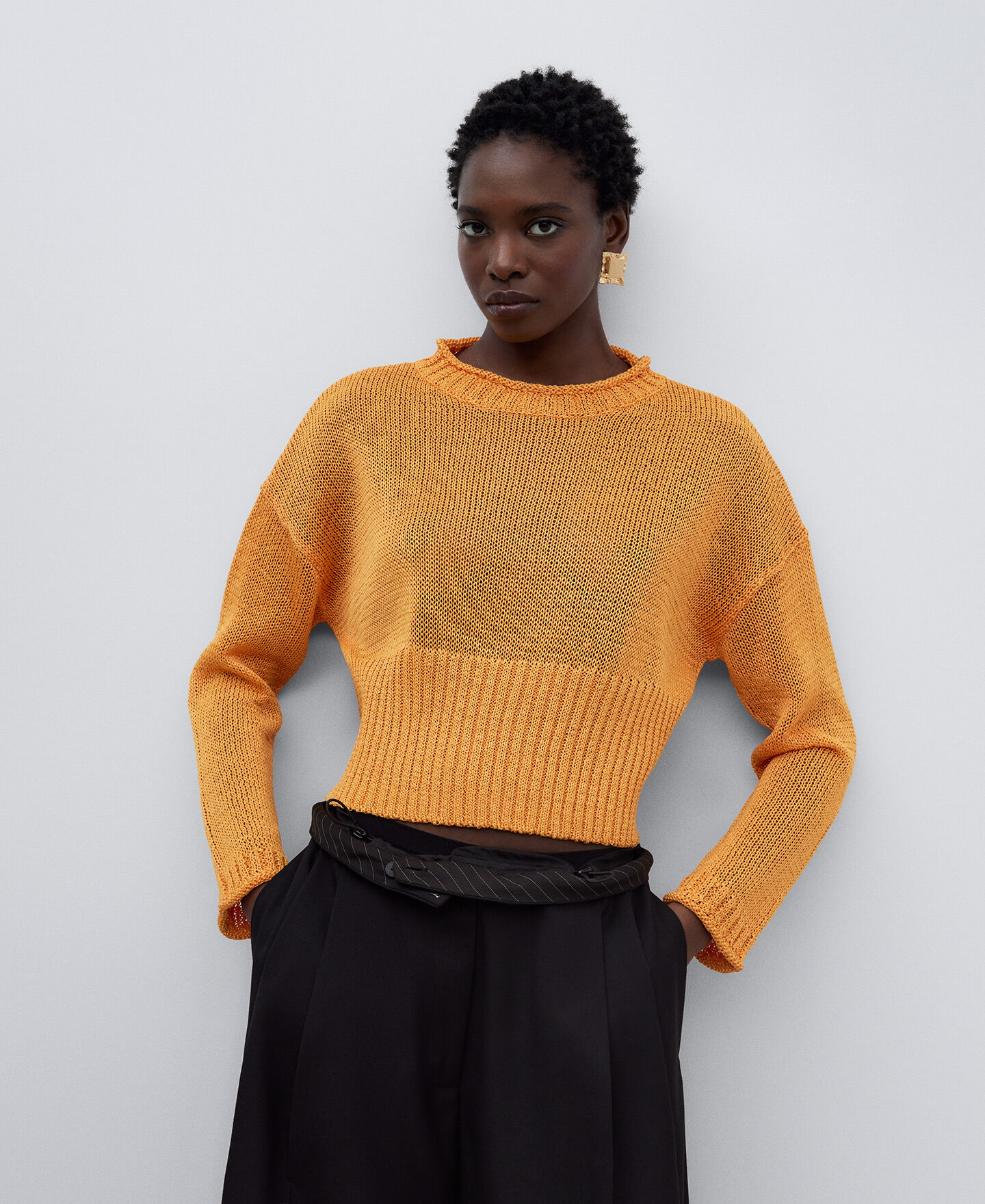 Short plain knit sweater woman AD Europa