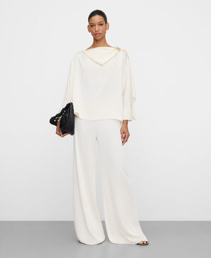 Satin scarf-collar loose top