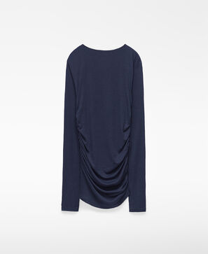 Long sleeve gathered T-shirt