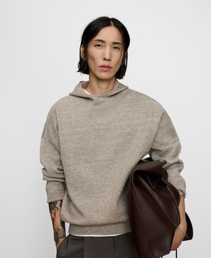 Rustic fabric hooded sweatshirt