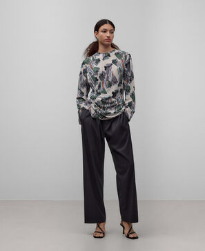 Top estampado cintura drapeada mujer