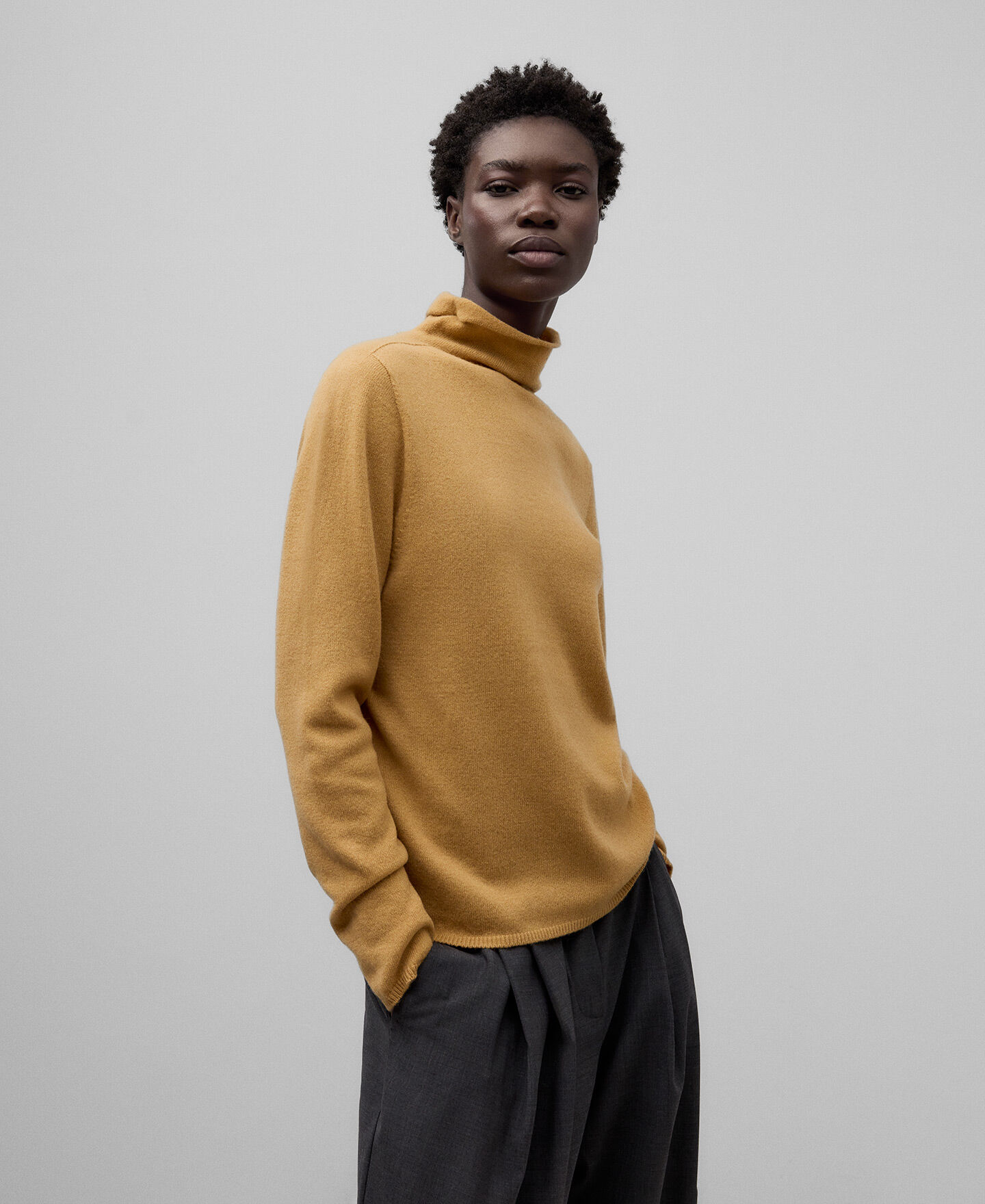Yellow merino wool sweater on sale