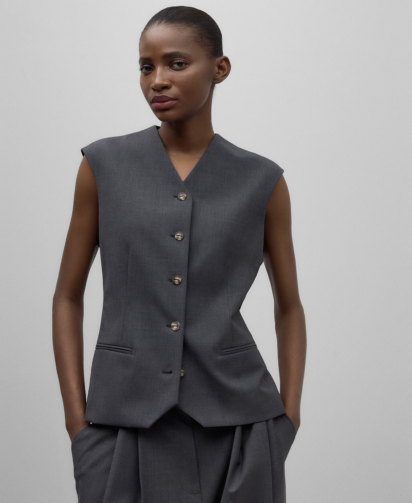 Grey wool vest womens store