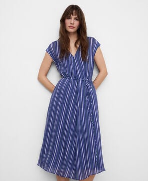 Vestido rayas escote pico ramio