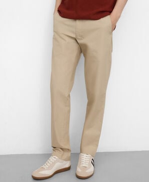 Cotton poplin straight trousers