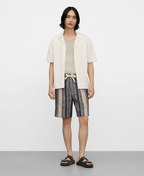 Striped bermuda shorts with drawstring
