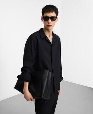 Chemise &agrave; col bowling en coton seersucker