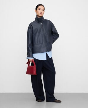 Mica trapezoidal leather shoulder bag